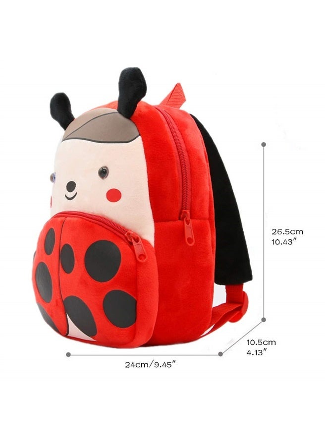 Cute Toddler Backpack Plush Animal Cartoon Mini Travel Daycare Bag for Baby Girl Boy 2-6 Years (Ladybug Red)  - Image 2