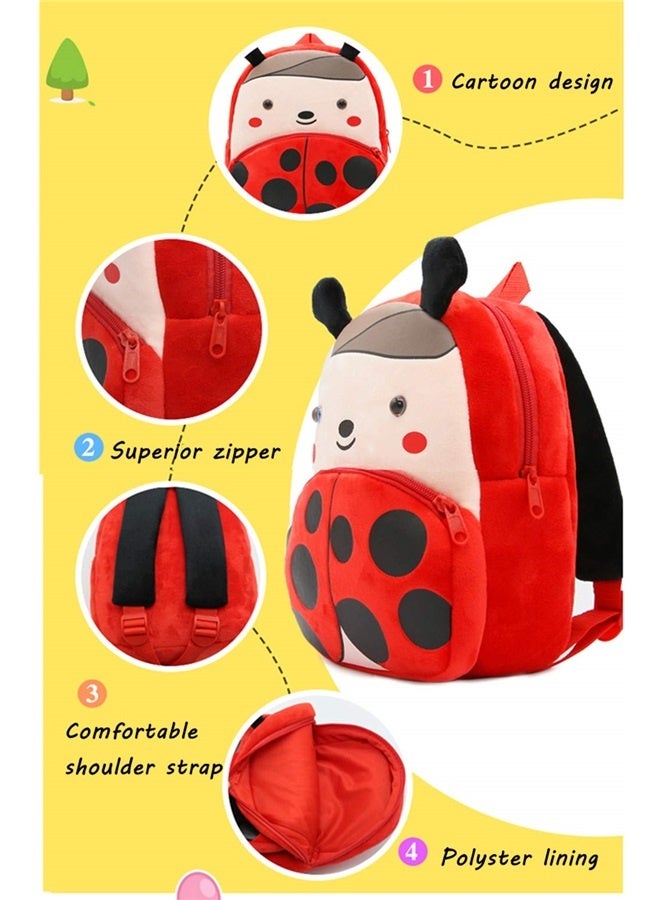 Cute Toddler Backpack Plush Animal Cartoon Mini Travel Daycare Bag for Baby Girl Boy 2-6 Years (Ladybug Red)  - Image 5