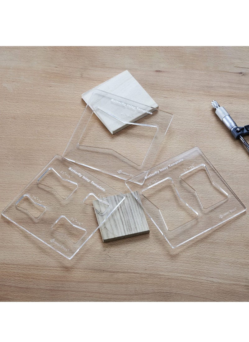 SYOSI - Butterfly Inlay Template Set Decorative Templates and Router Template for Woodworking Router Jig Template 3 Pcs Butterfly Inlay Template - Image 1