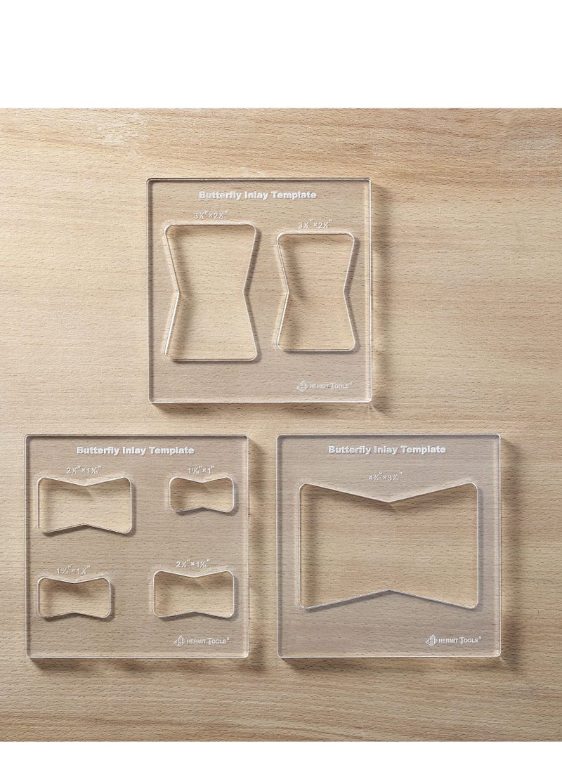SYOSI - Butterfly Inlay Template Set Decorative Templates and Router Template for Woodworking Router Jig Template 3 Pcs Butterfly Inlay Template - Image 1