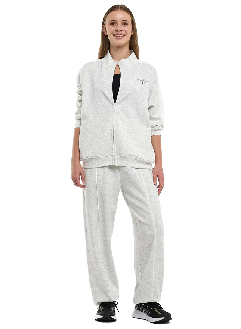 victor and jane Light Grey Striped Track Set – Zip-Up Jacket &amp; Joggers