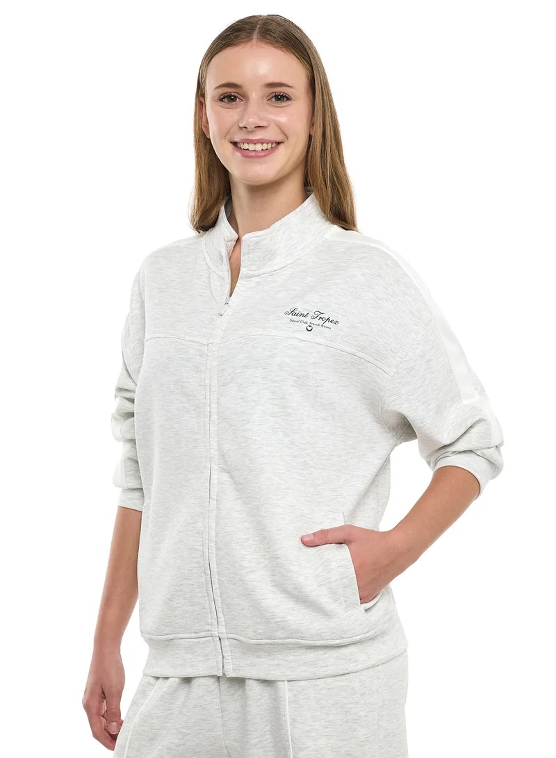 victor and jane Light Grey Striped Track Set – Zip-Up Jacket &amp; Joggers