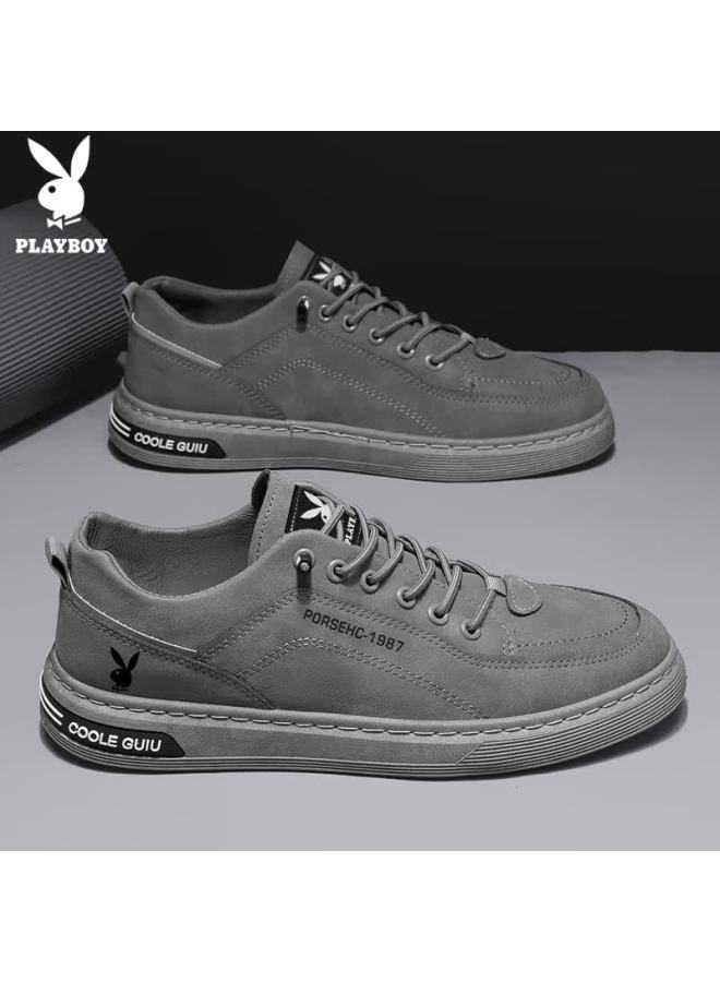Playboy Men's Shoes Autumn Winter Casual Trendy Sneakers Fashion Business Boots Gray Size 43 - Image 4