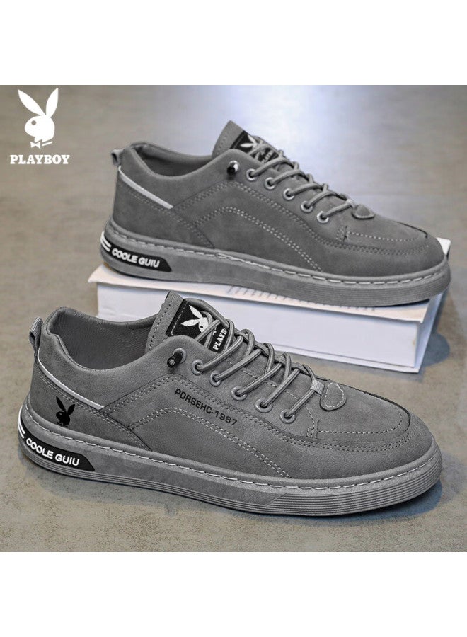 Playboy Men's Shoes Autumn Winter Casual Trendy Sneakers Fashion Business Boots Gray Size 43 - Image 5