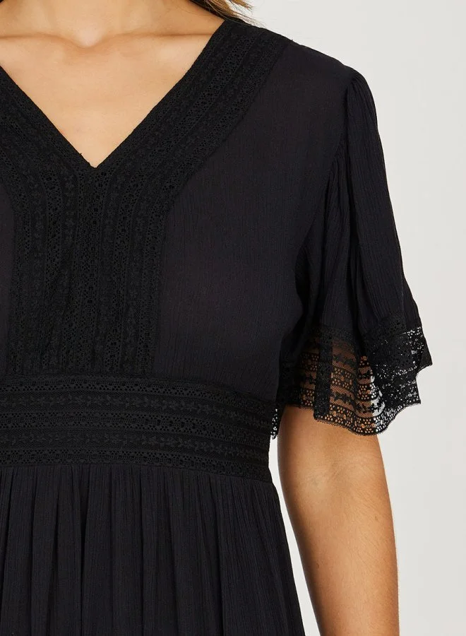 Styli Embroidered Tiered Maxi Dress