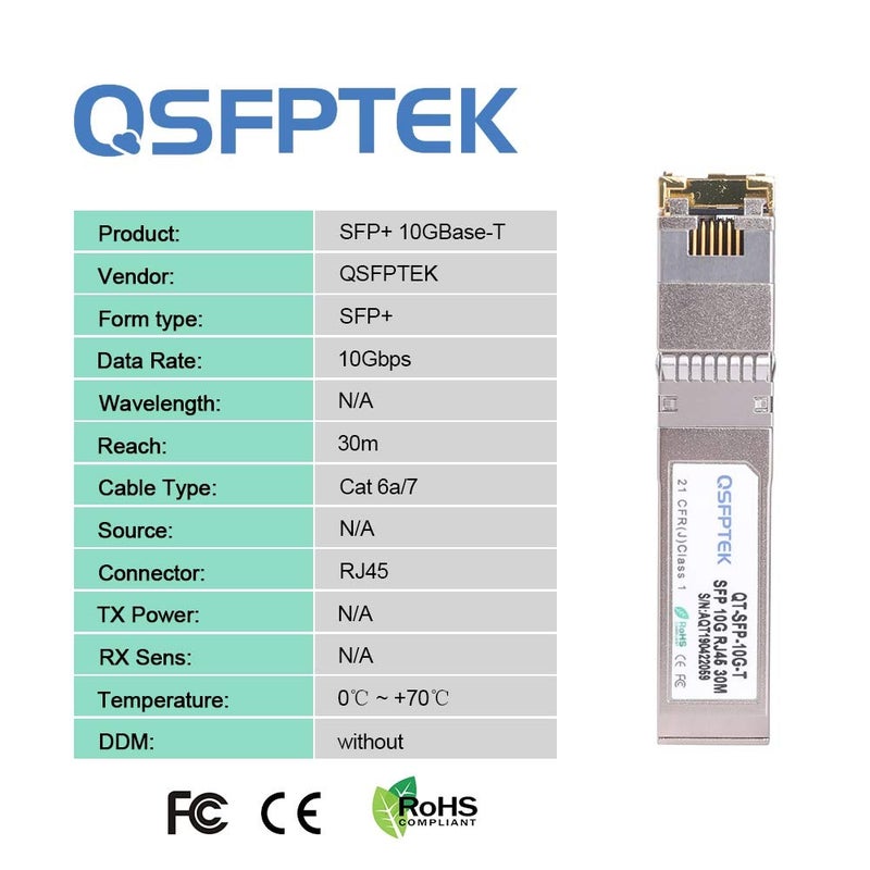 QSFPTEK وحدة QSFPTEK 10G SFP+ RJ45، محول 10Gbe جيجا Mini-GBIC SFP إلى RJ45 نحاسي، 10GBASE-T بصري إلى إيثرنت لجهاز Ubiquiti UF-RJ45-10G، Net Gear AXM765، Supermicro، Unifi، حتى 30 متر - Image 5