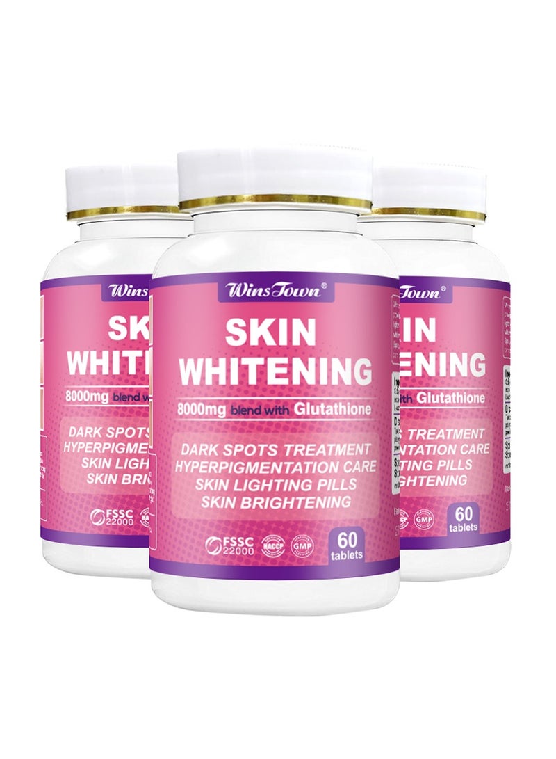 Wins Town Glutathione Whitening Pills - 60 Tablets 8000mg Glutathione - Effective Skin Lightening Supplement - Dark Spots, Melasma & Acne Scar Remover, Hyperpigmentation Treatment - Anti-Aging Antioxidant - Image 1