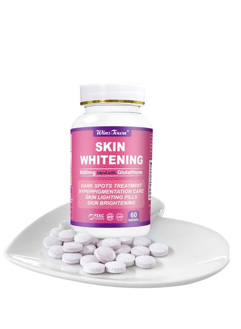 Wins Town Glutathione Whitening Pills - 60 Tablets 8000mg Glutathione -  Effective Skin Lightening Supplement - Dark Spots, Melasma & Acne Scar  Remover, Hyperpigmentation Treatment - Anti-Aging Antioxidant | Best Price  KSA
