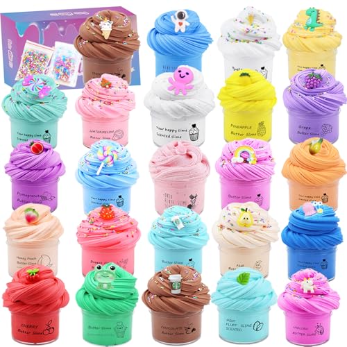 LKAXYTP 24 Pack Butter Slime Kit Party Favor Supplies Super Soft NonSticky Goody Bag Toy Prize for Girl and Boys Christmas Stocking Stuffers - Image 1
