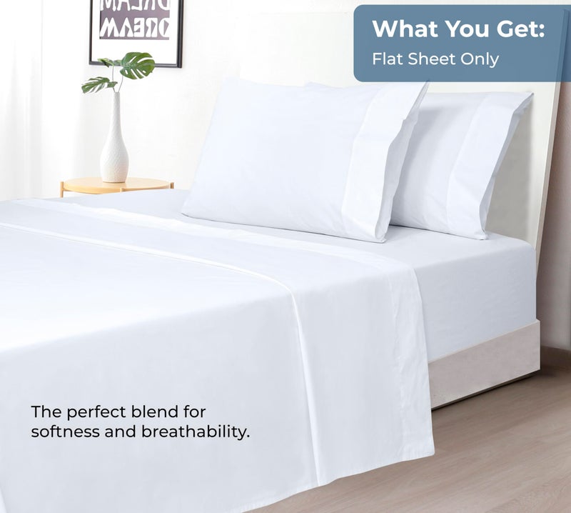 Royale Linens 100% Organic Cotton Queen Flat Sheet Only - Super Soft - Percale Top Sheets - Queen Flat Sheet Sold Separately - Breathable, Cool & Crisp White Sheets Only (90" x 102", White) - Image 5