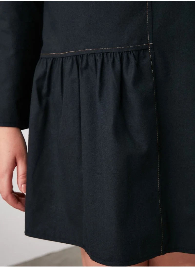 trendyol Crew Neck Pleat Detail Dress