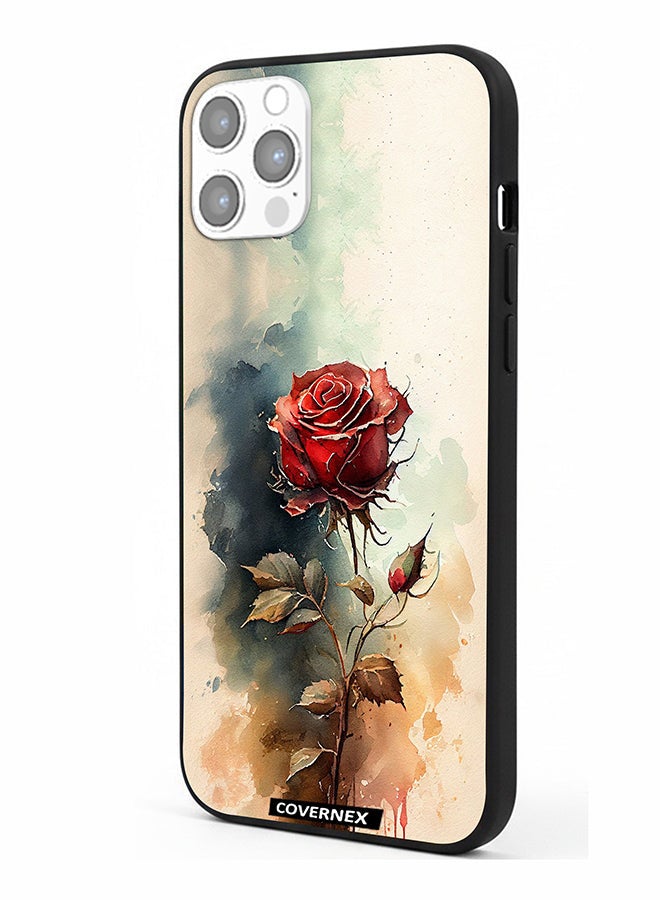 Covernex Apple iPhone 12 Pro Protective Case Cover Printed Featuring Ethereal Watercolor Rose - Image 1