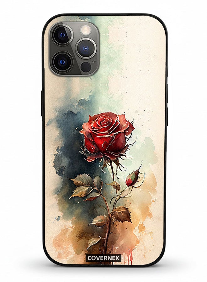 Covernex Apple iPhone 12 Pro Protective Case Cover Printed Featuring Ethereal Watercolor Rose - Image 2