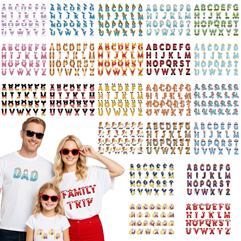 RiVolTa Mouse Alphabet Iron on Transfers - 22 Sheets Cute Cartoon Letters DTF Ready to Press Mice for T Shirts Heat Stickers Patches Vinyl Decals Appliques Clothes Hoodies Bag Decorations DIY Crafts - Image 1