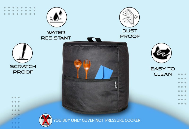 SOFROZ SOFROZ 6 Ltr Pressure Cooker Nylon Cover with Storage Pockets, Waterproof & Dustproof Kitchen Appliance Cover for Instant Pot, Crock-Pot, Ninja Foodi, Storage Organizer with Pouches, Black (36x34 cm)  - Image 4