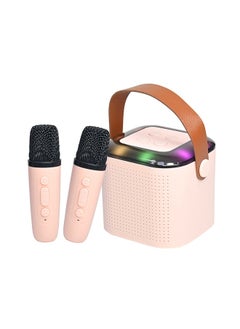 Toyland Mini Karaoke Speaker for Kids, Portable Bluetooth Speaker with 2 Wireless Microphones & LED Lights, Perfect Gift for Kids Boys & Girls -Pink  - Image 1