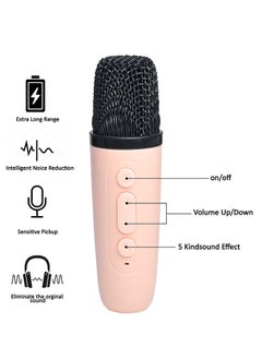 Toyland Mini Karaoke Speaker for Kids, Portable Bluetooth Speaker with 2 Wireless Microphones & LED Lights, Perfect Gift for Kids Boys & Girls -Pink  - Image 3