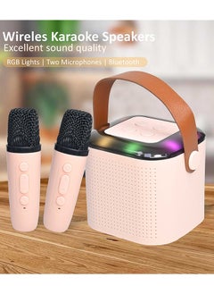 Toyland Mini Karaoke Speaker for Kids, Portable Bluetooth Speaker with 2 Wireless Microphones & LED Lights, Perfect Gift for Kids Boys & Girls -Pink  - Image 4