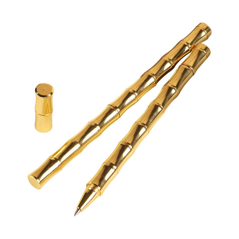 Vintage Brass Gel Pens 2 Pack Metal Barrel Writing Pens For Students Office - Image 2