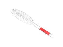 LOMESH Barbeque Fish Grill Net Basket with Wooden Handle BBQ Clip Folder Single Meat Fish BBQ Tool 15 x 1 x 67cm Silver - Image 4