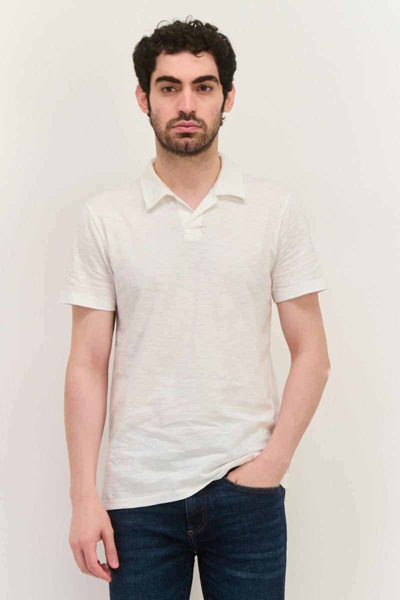 GAP Men Regular Fit Plain Short Sleeves Polo Shirt, White - Image 1