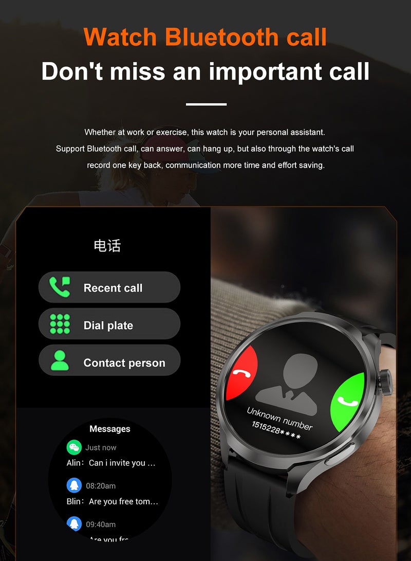 RollsTimi  Men's Fashion Smart watch, 1.85inch HD Full Display, Heart Sleep Monitor, Intelligent Bluetooth Call, Voice Assistant, IP67 Waterproof Fitness Smartwatch, DK69 Tape Black - Image 4