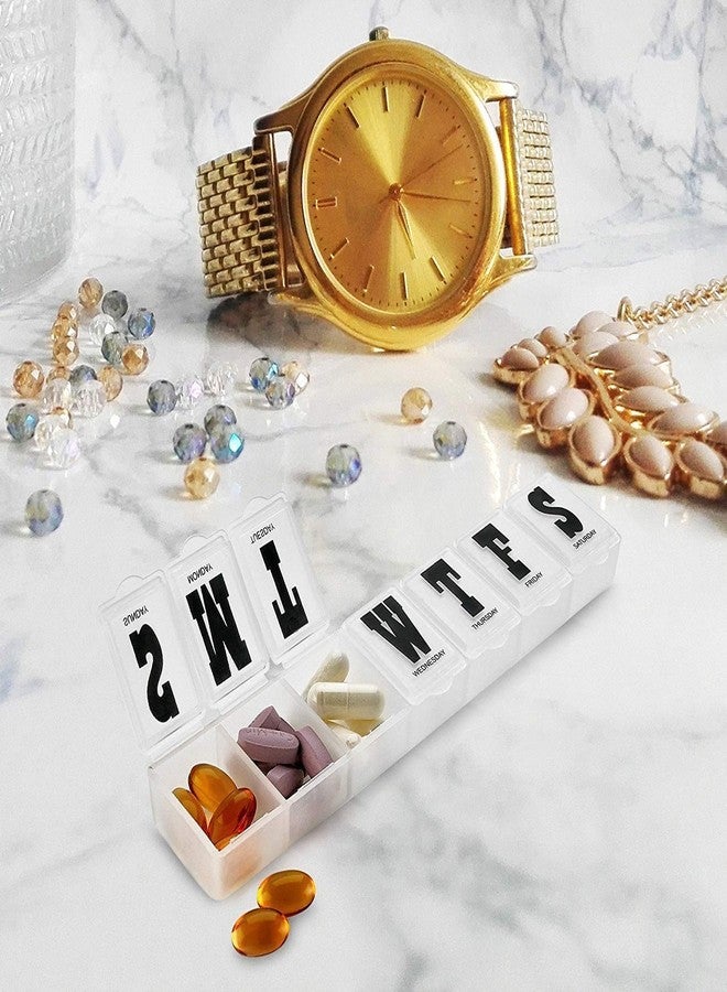 MEDca Pill Organizers - Pack of 4 Bold Letter Weekly Pill Planners for 28 Days Total to Separate Supplements, Fish Oils & Vitamins Daily Medication Reminder for Travel & Purse - Image 2