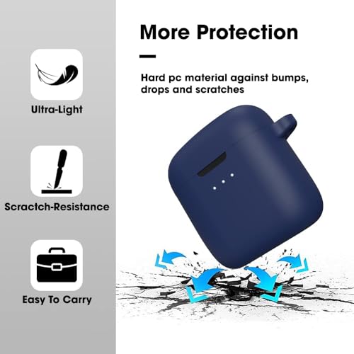 Sounce Earphone Case Cover Compatible with Boat Airdopes 131, Soft Silicone Skin Case Cover Shock-Absorbing Protective Case with Keychain [Front LED Visible] – (Blue) - Image 3