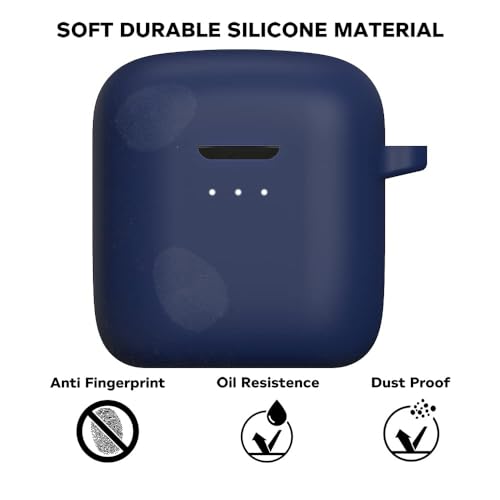 Sounce Earphone Case Cover Compatible with Boat Airdopes 131, Soft Silicone Skin Case Cover Shock-Absorbing Protective Case with Keychain [Front LED Visible] – (Blue) - Image 5