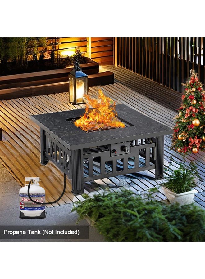 VECELO Propane Fire Pit, 30 Inch Outdoor Gas Fire Table, 50,000 BTU Square Firepit with Lid and Lava Rock, Adjustable Flame Steel Fire Table for Outdoor, Patio, Backyard, Party, Black - Image 5
