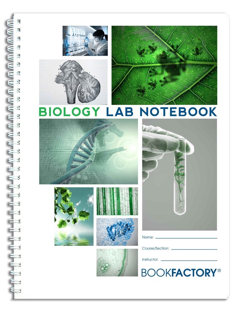 BookFactory Biology Lab Notebook - 100 Pages (8.5'' X 11'') - Scientific Grid Pages, Durable Translucent Cover, Wire-O Binding - Page Size: 8 ½” x 11” (Made in USA) - Image 1