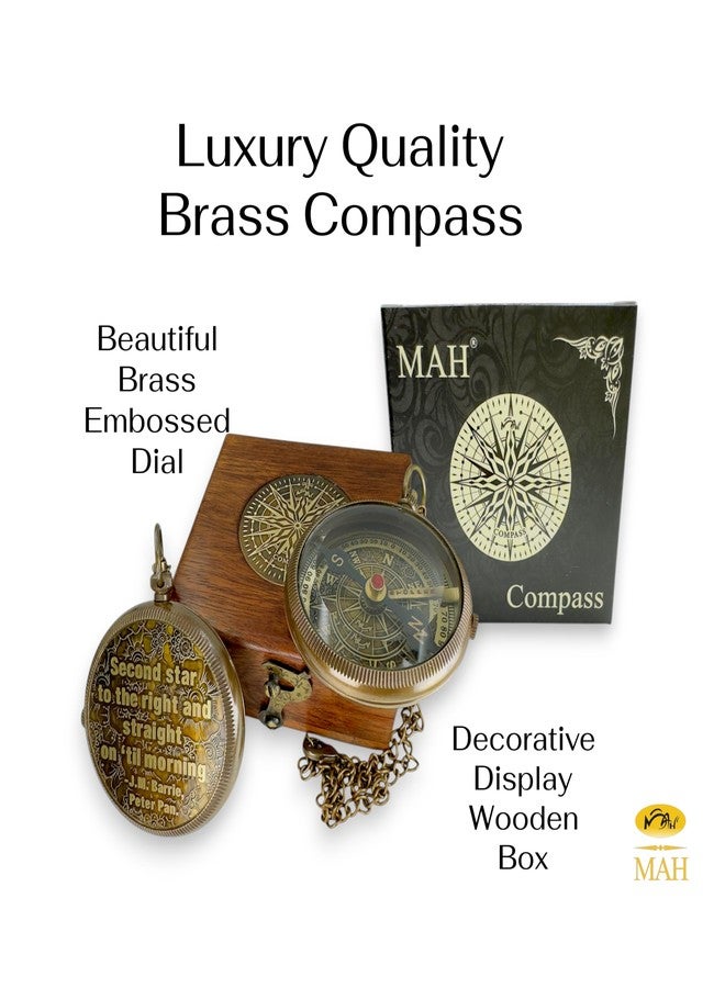 MAH Brass Compass with “Second Star to the Right” Embossed Dial – Inspirational Pocket Compass Gift for Son, Daughter, or Friend | Motivational Keepsake for Graduation, Birthday, Christmas, or Travel gift - Image 5