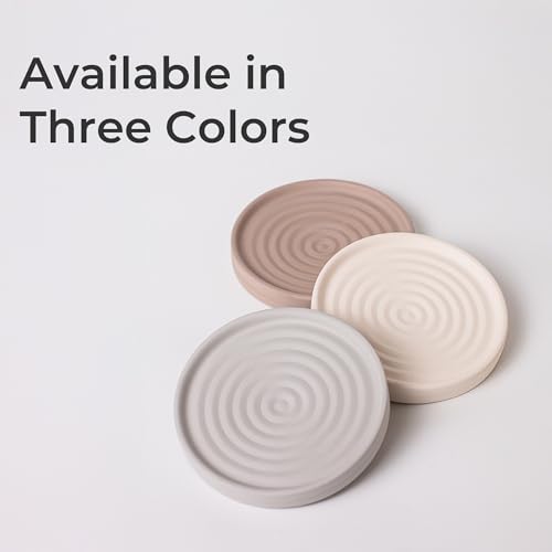 Selegna Diatomite Round Soap Dish & Soap Holder, Quick-Dry Drying Stone Bar Soap Tray with Ripple Pattern, Water-Absorbing Diatomaceous Earth Vanity Tray for Bathroom & Kitchen Countertop - Image 5