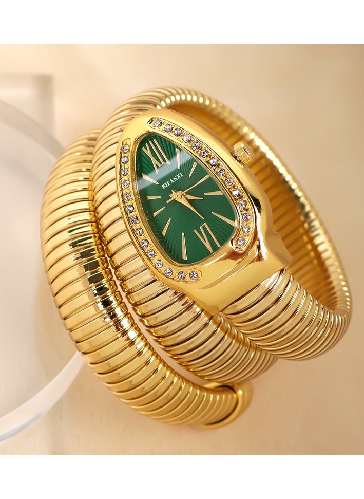 BIFANXI Ladies Fashion Watch, Snake-Shaped Diamond Design Quartz Watch, Fashionable Versatile Bracelet Watch  - Image 2