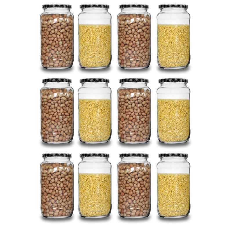 CROCO JAR Croco Glass Jar With Air Tight Black Stripe Lid For Kitchen Dried Masala Storage Jar Honey Jar and Container Visible Glass Jar For Kitchen Storage Set1000 Gram Pack of 4 - Image 3