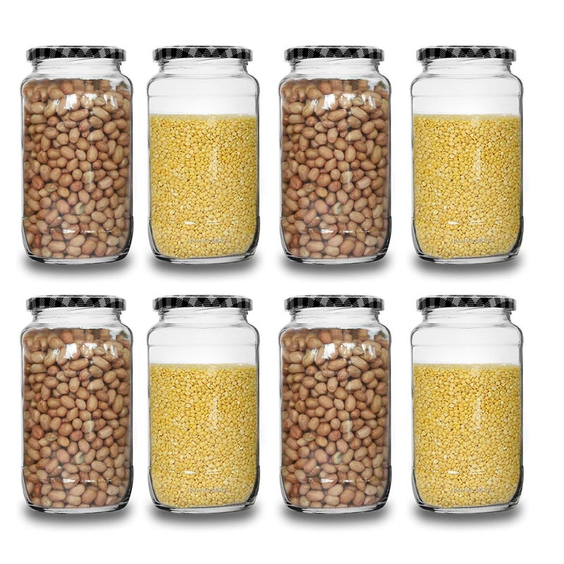 CROCO JAR Croco Glass Jar With Air Tight Black Stripe Lid For Kitchen Dried Masala Storage Jar Honey Jar and Container Visible Glass Jar For Kitchen Storage Set1000 Gram Pack of 4 - Image 5