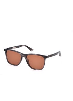 POLICE Men's Square Shape  Acetate Sunglasses SPL872 5601EX - Lens Size: 56 Mm - Shiny Striped Grey  - Image 1