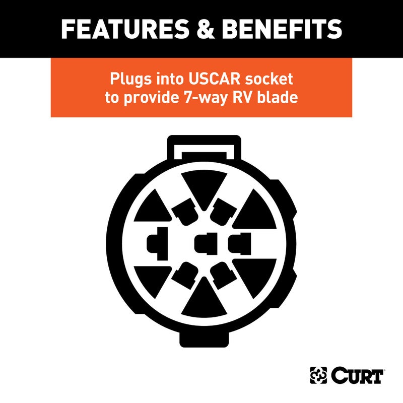 CURT 55415 Replacement 7-Way RV Blade Connector, Factory Tow Package and USCAR Socket Required - Image 4