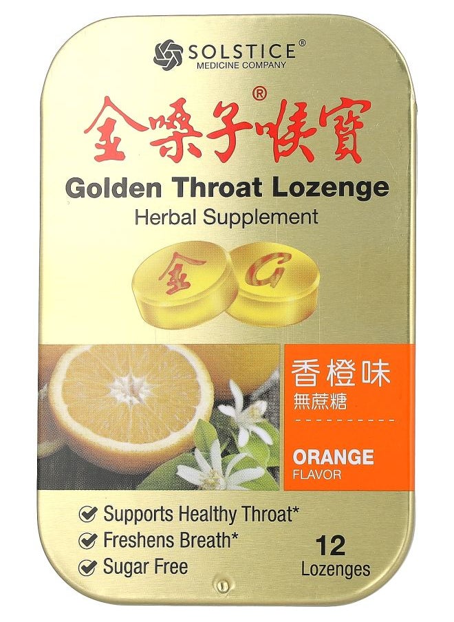 Solstice Medicine Company Golden Throat Lozenge Orange 12 Lozenges 
