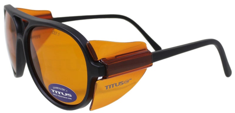 TITUS G35 Retro Aviator Z87 Sunglasses Eye Protection wSide Shield Motorcycle Shooting DOT ANSI CE Approved Safety Glasses Blue Blocking Orange - Image 3
