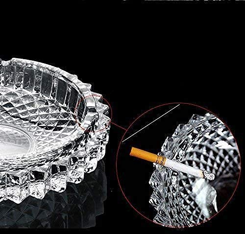 QUALIZA Round Cut Glass Ash Tray Set of 1 Crystal Clear Glass Ashtray /Cigarettes Ash Tray /Tabletop Ashtray for Home /Office and Hotel /Cigarette Ash Collect Tray/ Glass Smoking Tray - Image 3