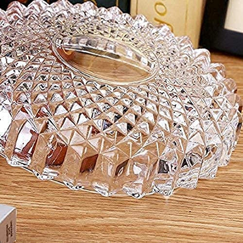 QUALIZA Round Cut Glass Ash Tray Set of 1 Crystal Clear Glass Ashtray /Cigarettes Ash Tray /Tabletop Ashtray for Home /Office and Hotel /Cigarette Ash Collect Tray/ Glass Smoking Tray - Image 2