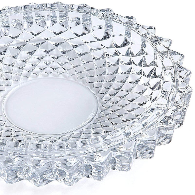 QUALIZA Round Cut Glass Ash Tray Set of 1 Crystal Clear Glass Ashtray /Cigarettes Ash Tray /Tabletop Ashtray for Home /Office and Hotel /Cigarette Ash Collect Tray/ Glass Smoking Tray - Image 1