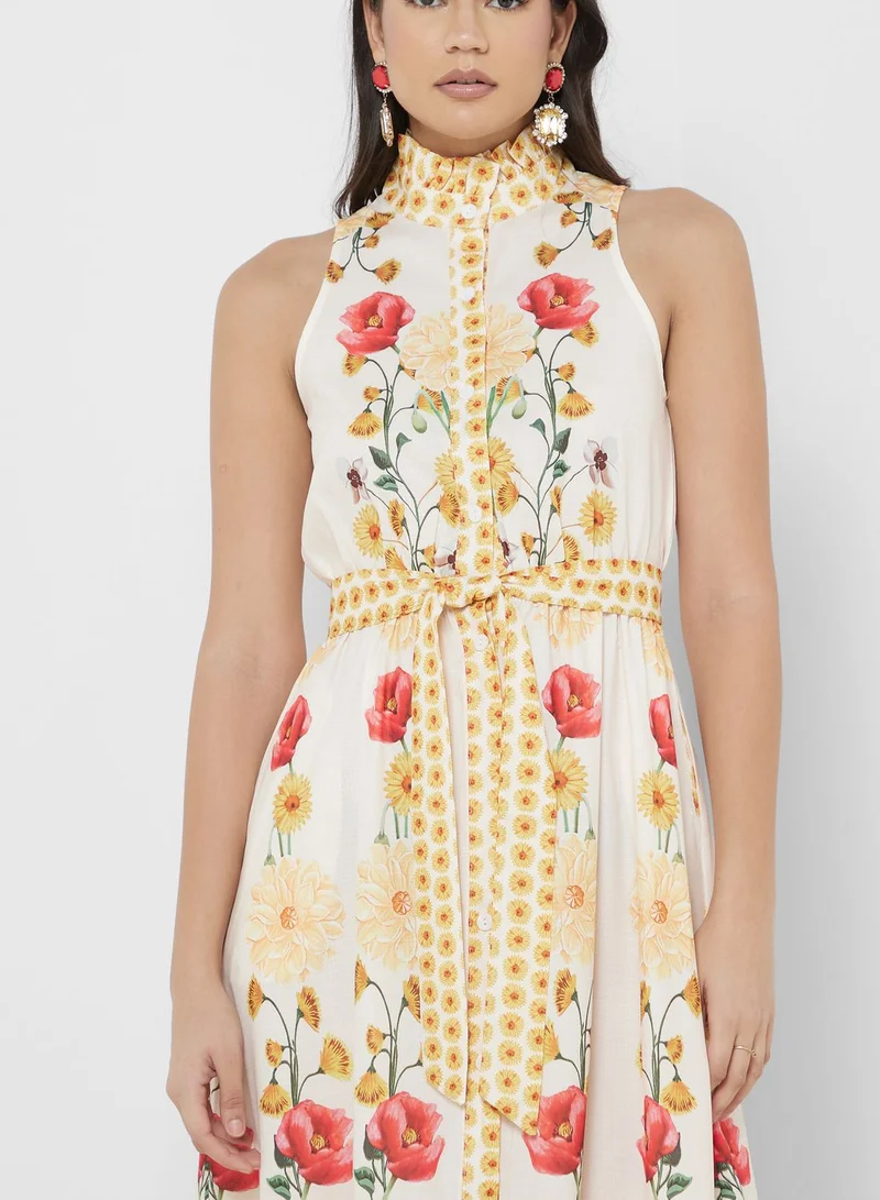 ELLA Floral Halter Midi Dress