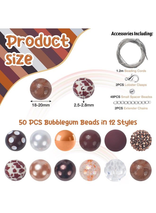 Jeacksy Bubblegum Beads, 20mm Beads for Pens, 50pcs Large Pen Beads, Chunk Bubble Gum Beads Bulk Mix, Colorful Rhinestone Beads for Jewelry Making, Bag Keychain, Crafts, Bracelet, Necklace - Image 2