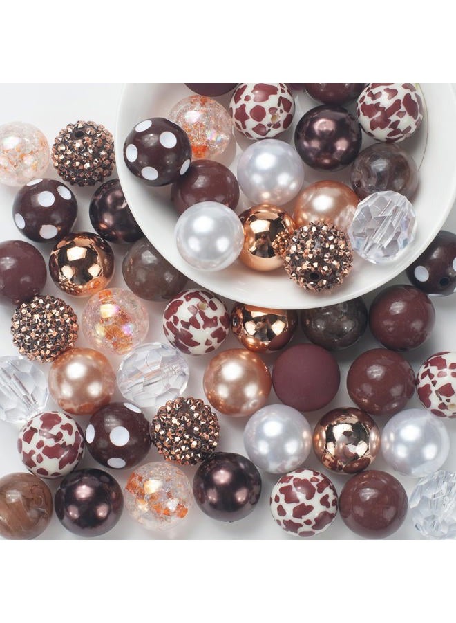 Jeacksy Bubblegum Beads, 20mm Beads for Pens, 50pcs Large Pen Beads, Chunk Bubble Gum Beads Bulk Mix, Colorful Rhinestone Beads for Jewelry Making, Bag Keychain, Crafts, Bracelet, Necklace - Image 1