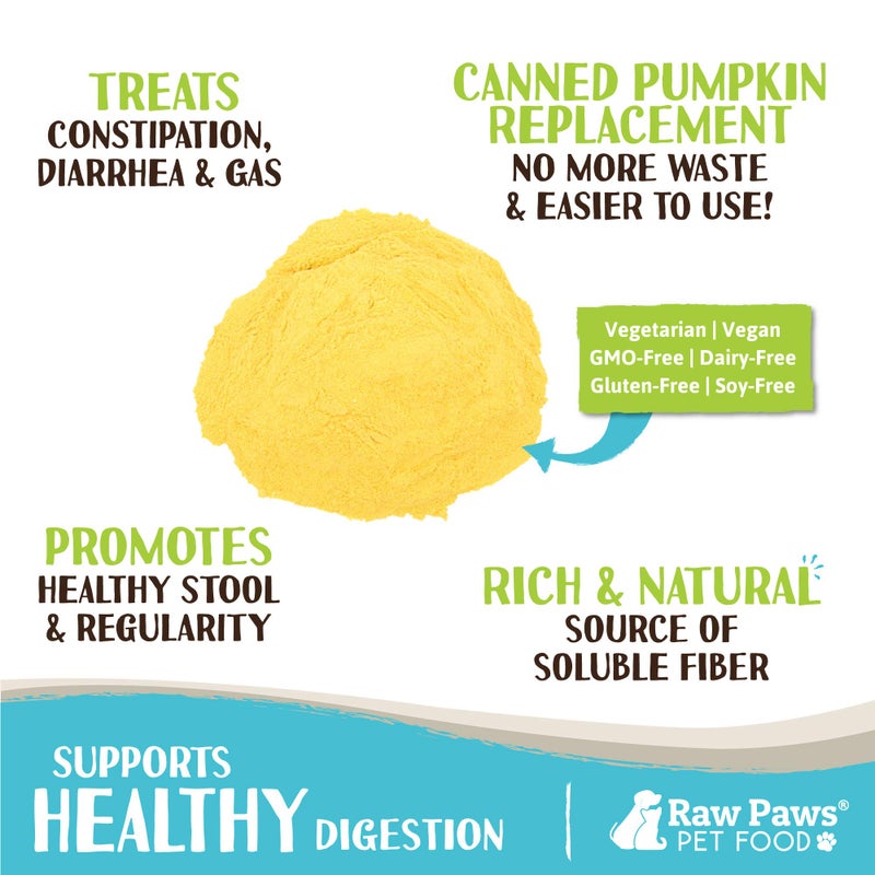 Raw Paws Organic Pumpkin Powder for Dogs & Cats (4-Ounce) - Made in USA - Fiber for Cats - Healthy Stool - Diarrhea & Constipation Relief - Dried Pumpkin for Dogs - Dog Food Topper - Image 2