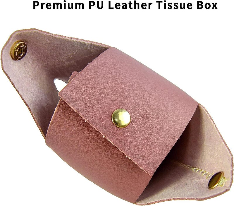 Casakit Tissue Box Cover Rectangular Modern PU Leather Rectangular Tissue Box Holder Decorative Tissue Box Case Organizer Holder for Bathroom Vanity Countertop Night Stand Office Desk Car (Pink) - Image 4