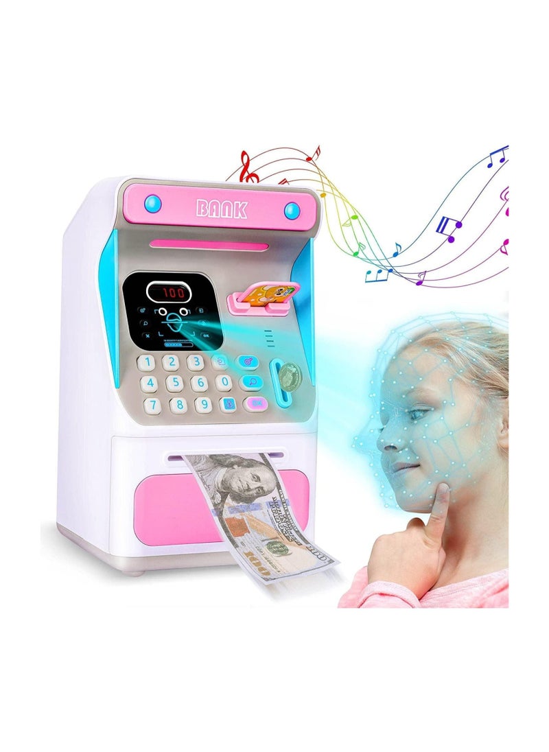 TOY GARDEN - Electronic Money Bank with Face Lock, ATM Bank for Real Money Kids Money Bank with Password Lock Cash Coin, Face Lock & Bank Card & Password Protection (PINK) - Image 1