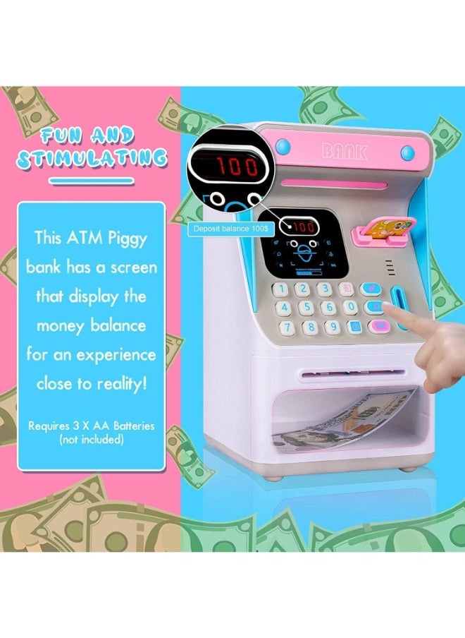 TOY GARDEN - Electronic Money Bank with Face Lock, ATM Bank for Real Money Kids Money Bank with Password Lock Cash Coin, Face Lock & Bank Card & Password Protection (PINK) - Image 1